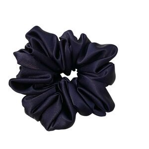 Satin Hair Scrunchie. Dark Purple. Medium